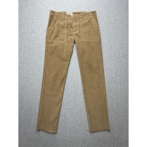 Nili Lotan Pants Womens 0 Brown Corduroy Utility Straight Leg Frayed Hem USA